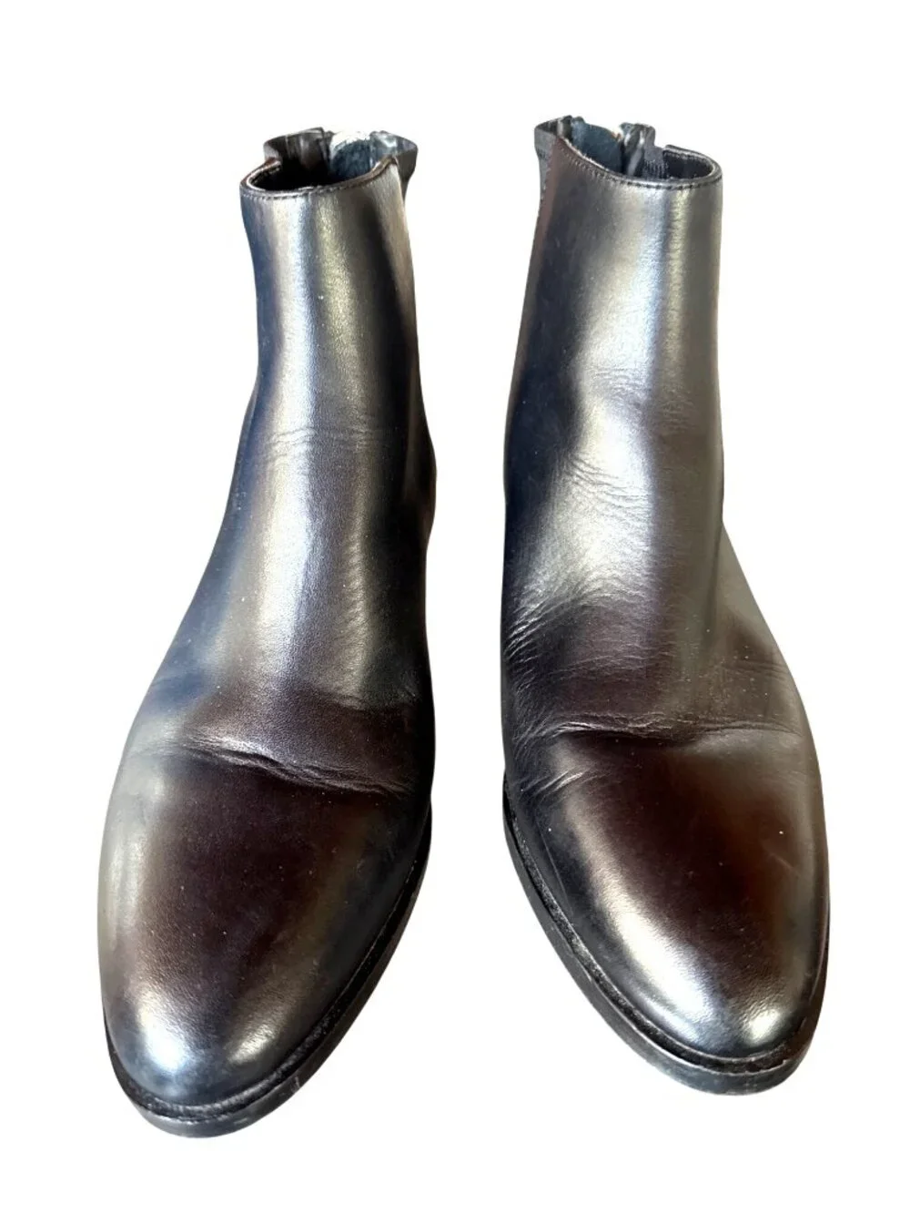 DKNY Black Leather Ankle Boots Size 7 Back Zipper Closure Low Heel Fall Fashion